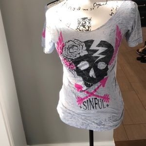 Sinful stretch off shoulder skull top small
